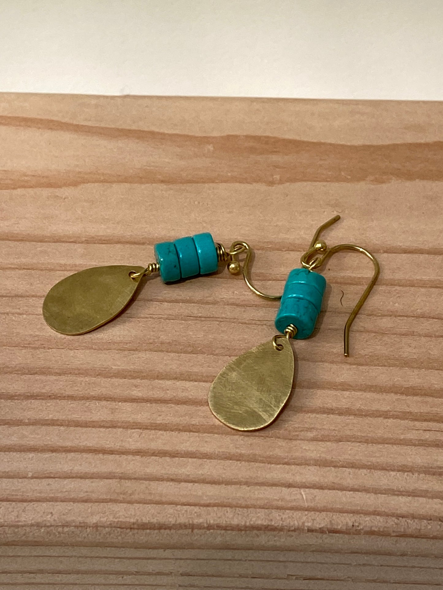 Little tears, Brass & Turquoise, earrings