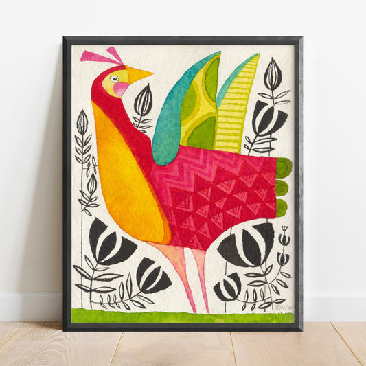 Art Print of a Modern & colorful Bird by Cori Dantini