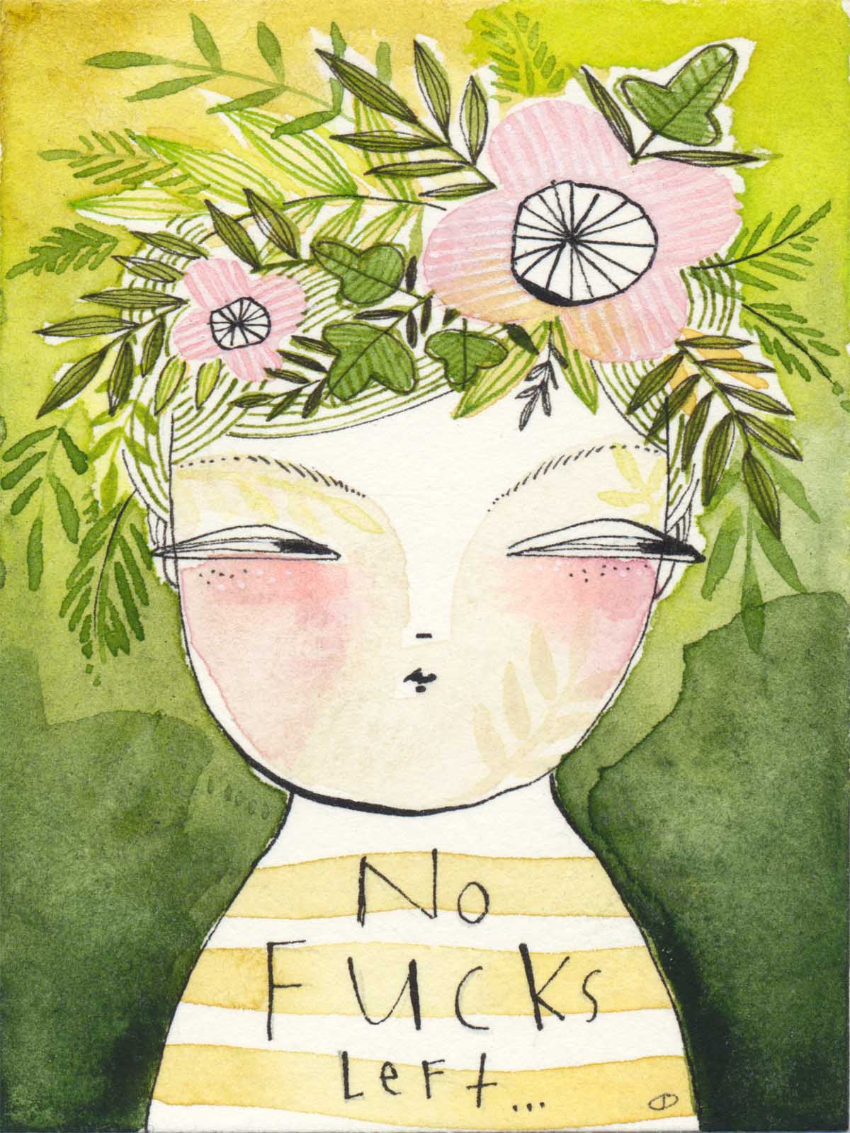 Art Print of an a woman at the end of her rope