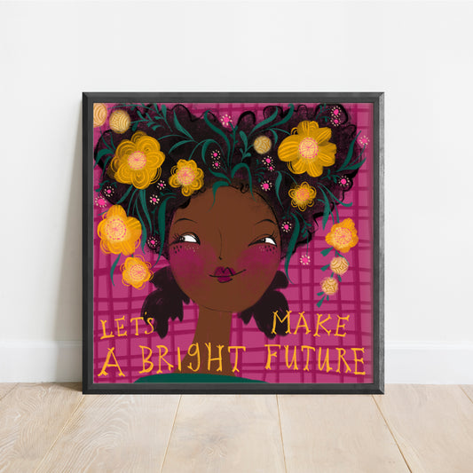 Art Print of a Woman  holding a flower, by Cori Dantini