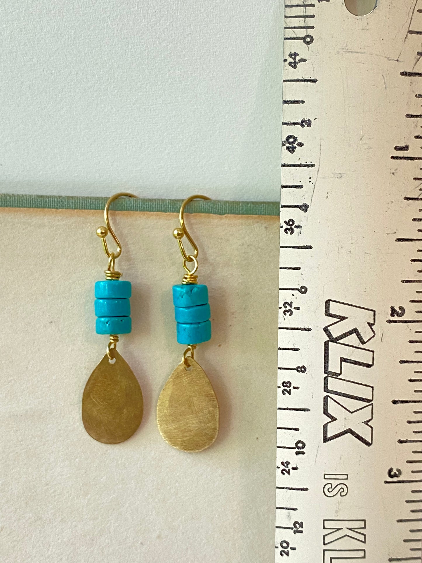 Little tears, Brass & Turquoise, earrings